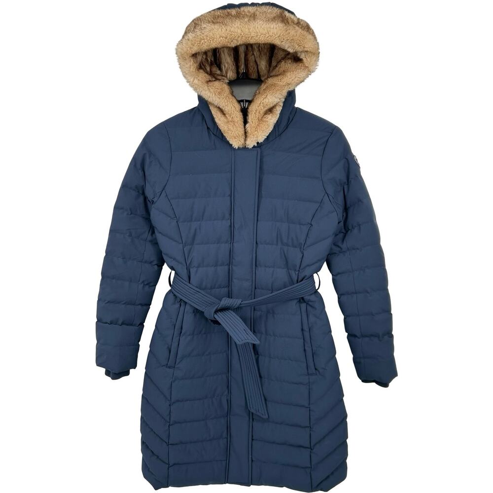 Women's Blue Abercrombie & Fitch Faux Fur Hood Duck Down Feather Puffer Jacket~M